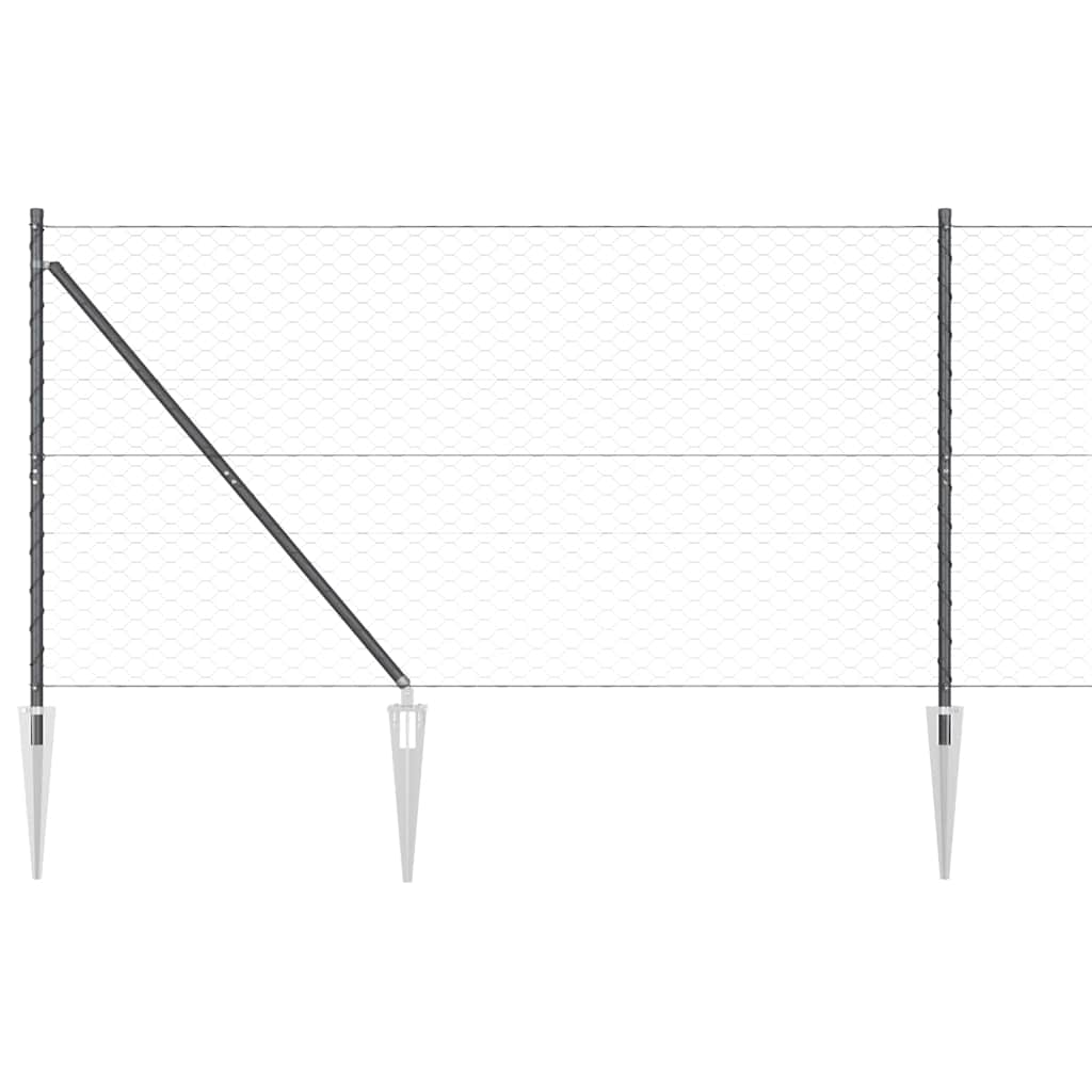 Afrasteringspaal Grijs 25 x 1,2 m (50 mm gaas) Staal is nu te koop bij PeponiXL, paradijselijk wonen!