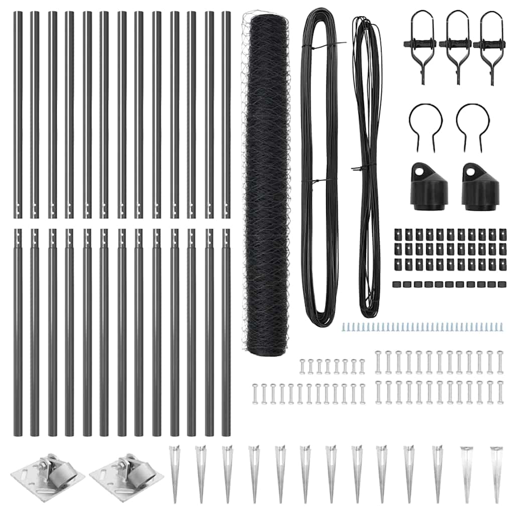 Afrasteringspaal Grijs 25 x 1,2 m (50 mm gaas) Staal is nu te koop bij PeponiXL, paradijselijk wonen!