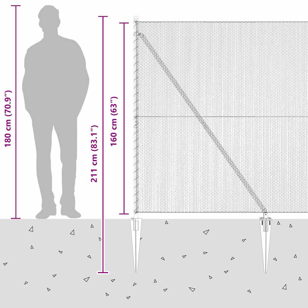 Afrasteringspaal Grijs 25 x 1,6 m (13 mm gaas) Staal en PVC is nu te koop bij PeponiXL, paradijselijk wonen!