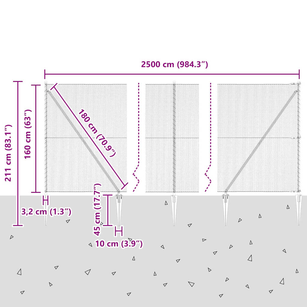 Afrasteringspaal Grijs 25 x 1,6 m (13 mm gaas) Staal en PVC is nu te koop bij PeponiXL, paradijselijk wonen!
