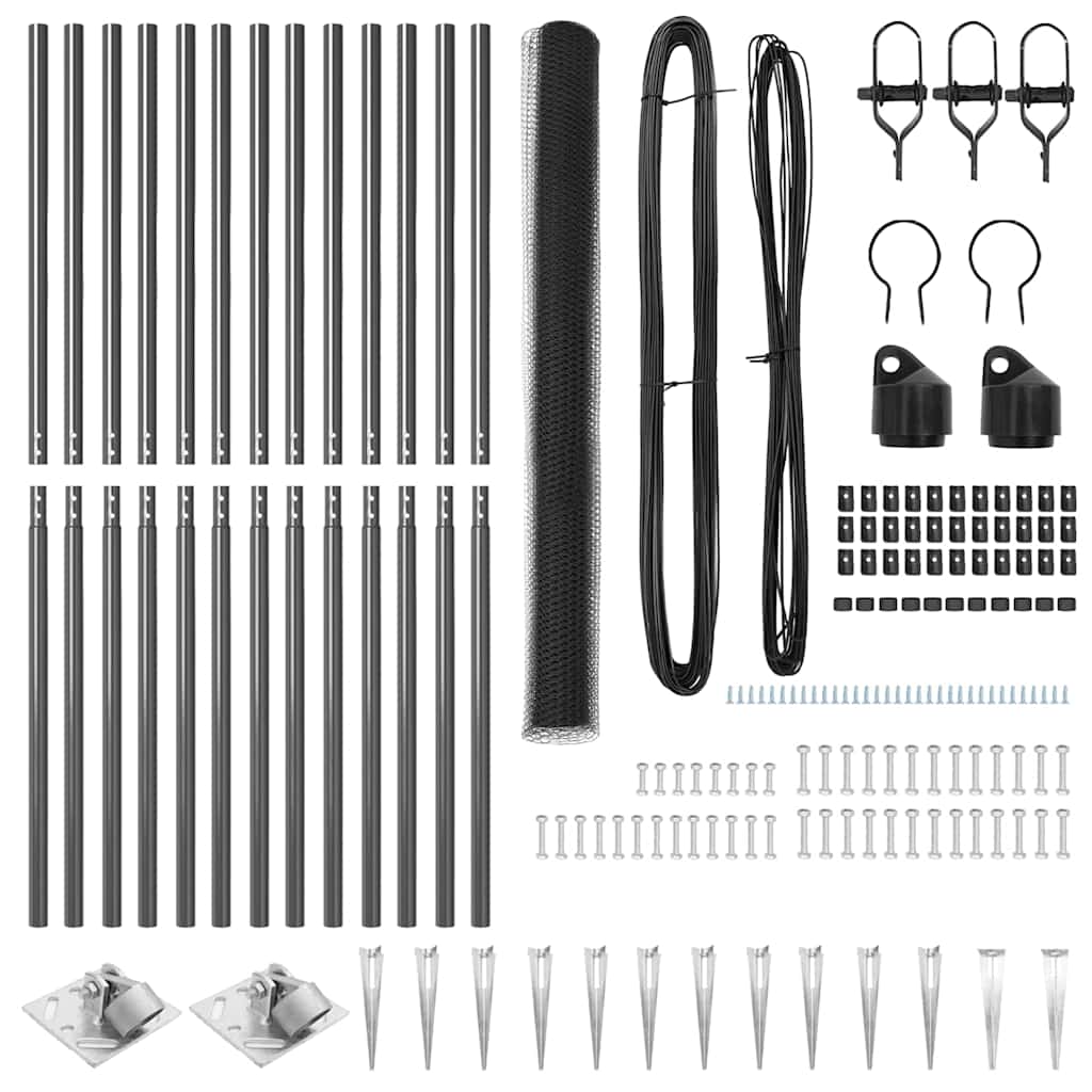 Afrasteringspaal Grijs 25 x 1,6 m (25 mm gaas) Staal en PVC is nu te koop bij PeponiXL, paradijselijk wonen!