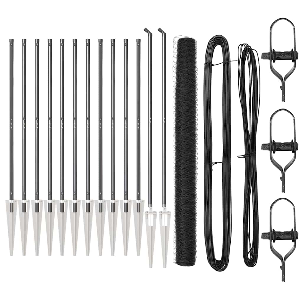 Afrasteringspaal Grijs 25 x 1,6 m (50 mm gaas) Staal en PVC is nu te koop bij PeponiXL, paradijselijk wonen!