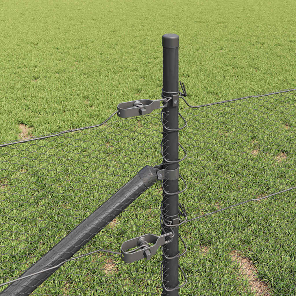 Afrasteringspaal Grijs 50 x 0,4 m (13 mm gaas) Staal en PVC is nu te koop bij PeponiXL, paradijselijk wonen!