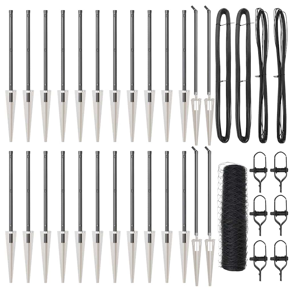 Afrasteringspaal Grijs 50 x 0,4 m (36 mm gaas) Staal en PVC is nu te koop bij PeponiXL, paradijselijk wonen!