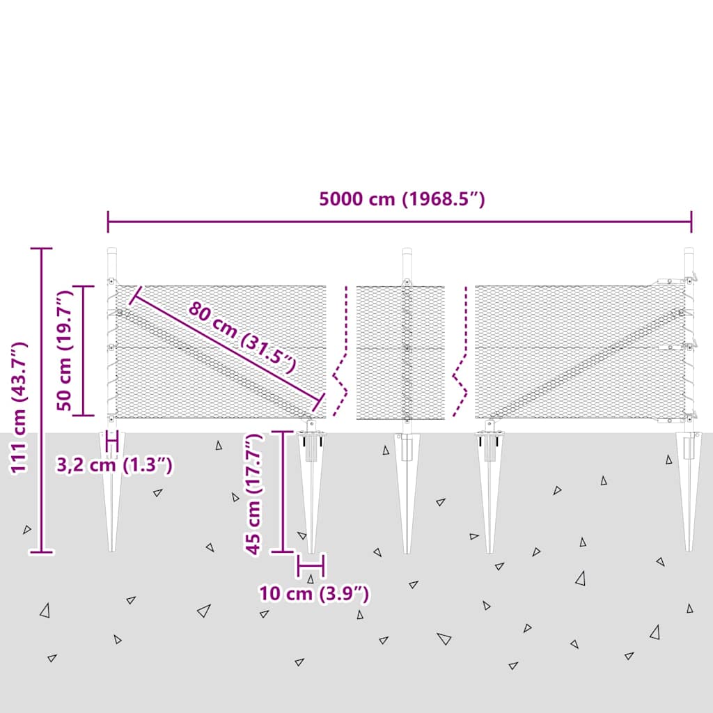 Afrasteringspaal Grijs 50 x 0,5 m (13 mm gaas) Staal en PVC is nu te koop bij PeponiXL, paradijselijk wonen!