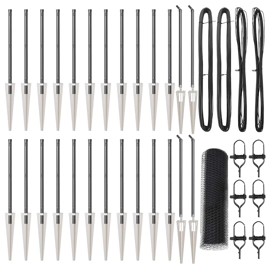 Afrasteringspaal Grijs 50 x 0,5 m (25 mm net) Staal en PVC is nu te koop bij PeponiXL, paradijselijk wonen!