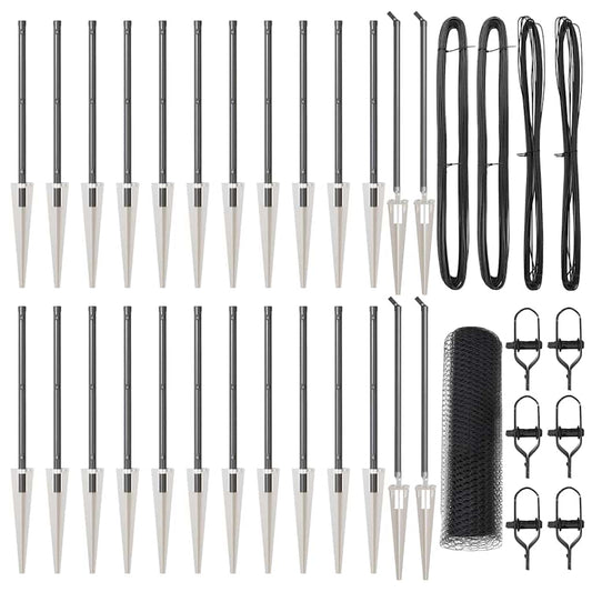 Afrasteringspaal Grijs 50 x 0,5 m (25 mm net) Staal en PVC is nu te koop bij PeponiXL, paradijselijk wonen!