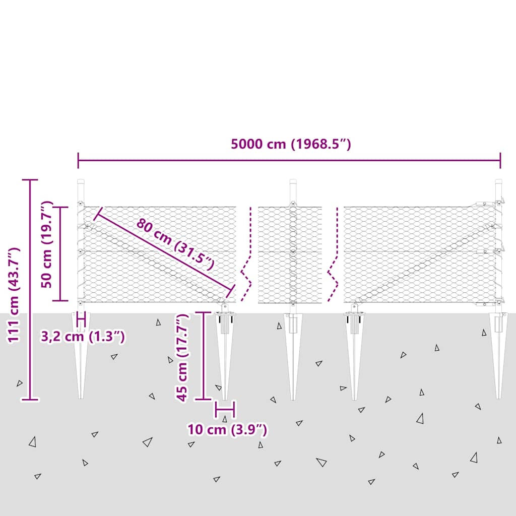 Afrasteringspaal Grijs 50 x 0,5 m (25 mm net) Staal en PVC is nu te koop bij PeponiXL, paradijselijk wonen!