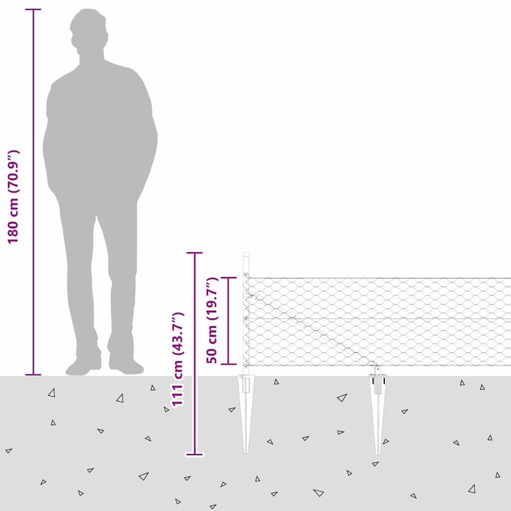 Afrasteringspaal Grijs 50 x 0,5 m (50 mm gaas) Staal en PVC is nu te koop bij PeponiXL, paradijselijk wonen!