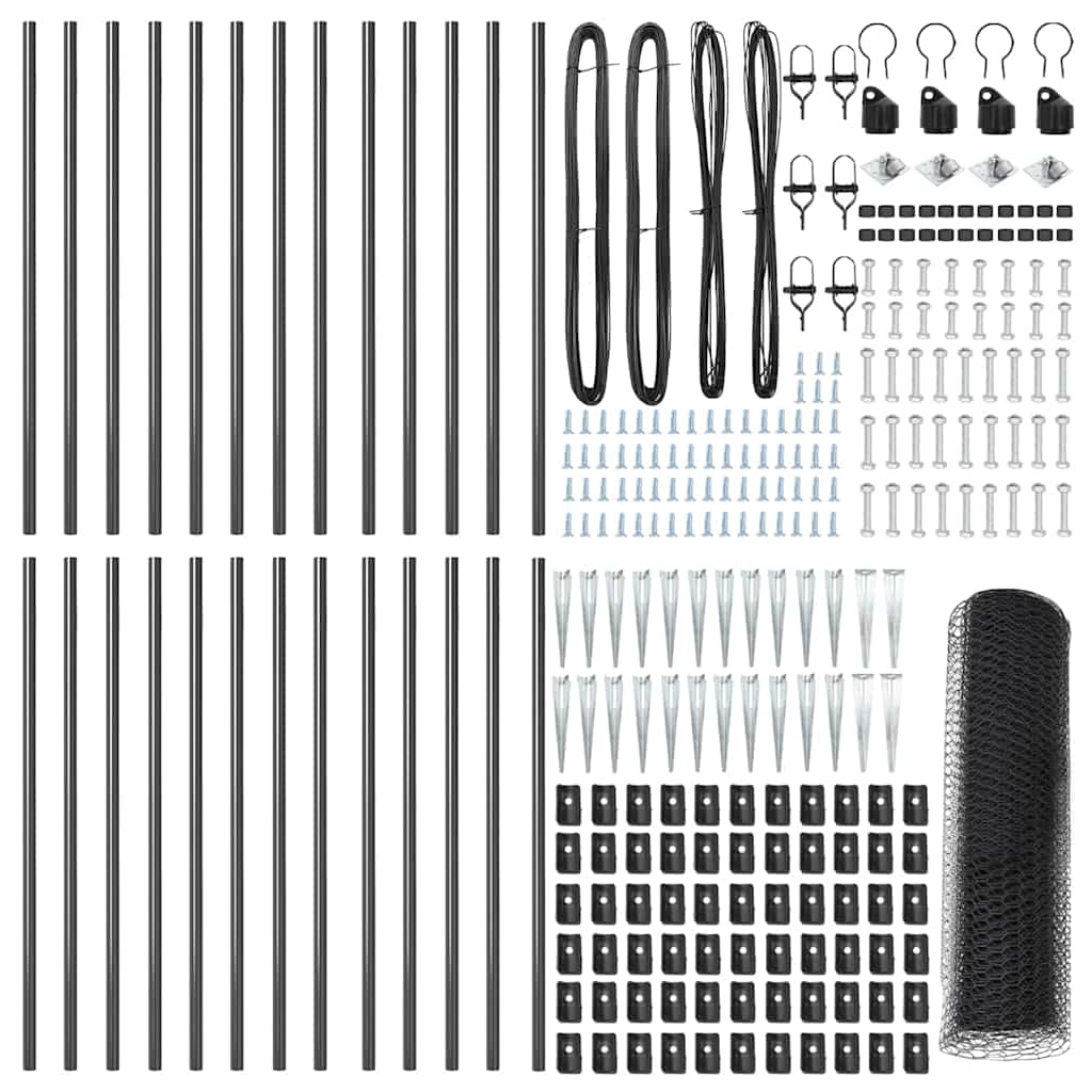 Afrasteringspaal Grijs 50 x 0,6 m (25 mm gaas) Staal en PVC is nu te koop bij PeponiXL, paradijselijk wonen!