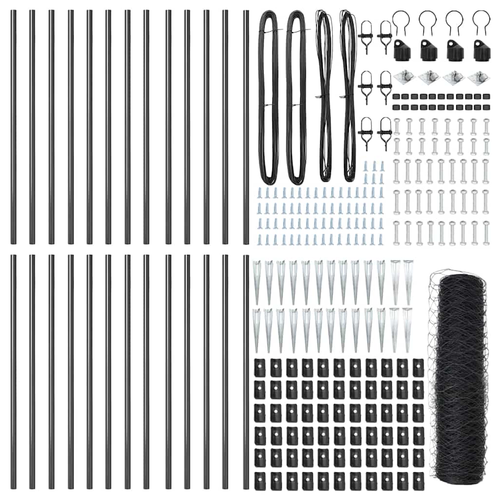 Afrasteringspaal Grijs 50 x 1 m (36 mm gaas) Staal en PVC is nu te koop bij PeponiXL, paradijselijk wonen!