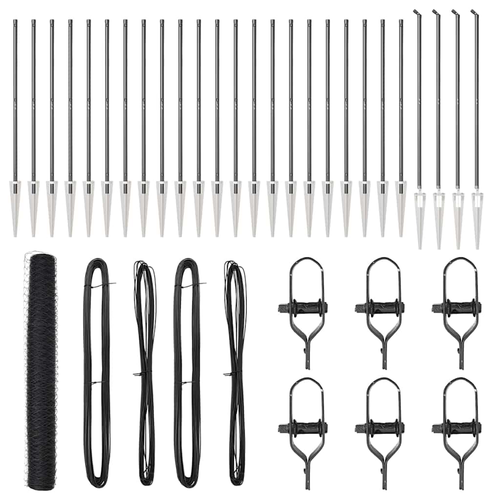 Afrasteringspaal Grijs 50 x 1,2 m (50 mm gaas) Staal en PVC is nu te koop bij PeponiXL, paradijselijk wonen!