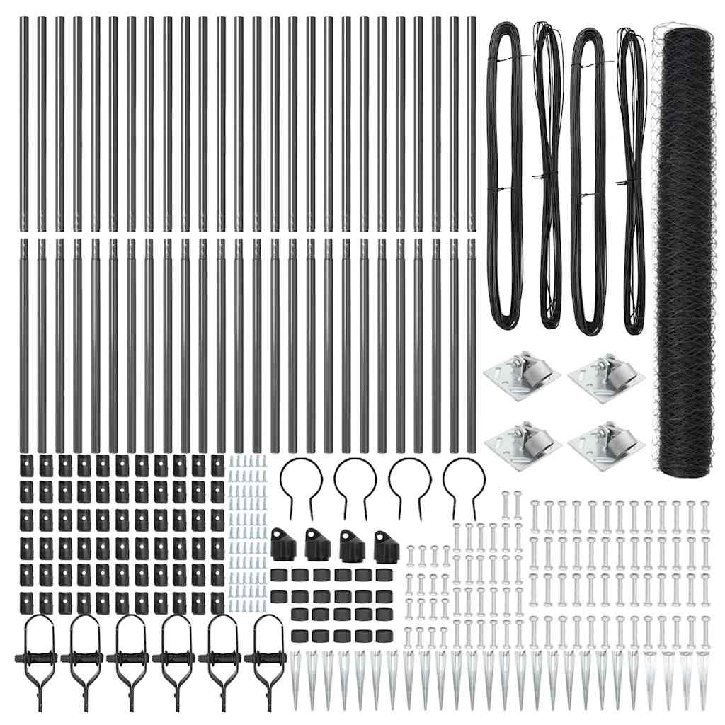 Afrasteringspaal Grijs 50 x 1,2 m (50 mm gaas) Staal en PVC is nu te koop bij PeponiXL, paradijselijk wonen!