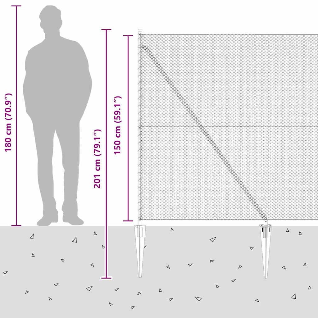 Afrasteringspaal Grijs 50 x 1,5 m (13 mm gaas) Staal en PVC is nu te koop bij PeponiXL, paradijselijk wonen!