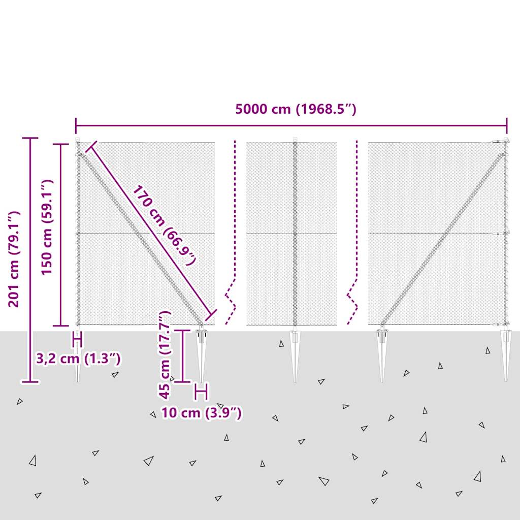 Afrasteringspaal Grijs 50 x 1,5 m (13 mm gaas) Staal en PVC is nu te koop bij PeponiXL, paradijselijk wonen!