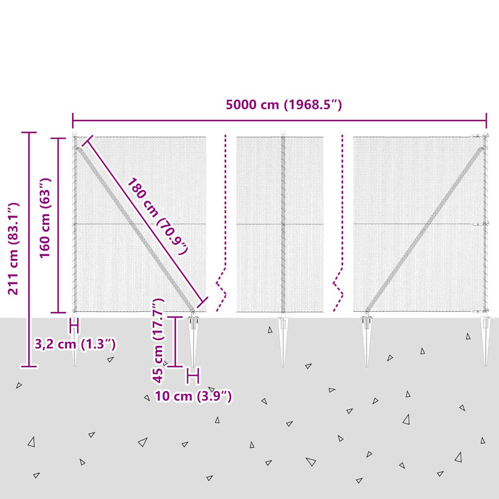 Afrasteringspaal Grijs 50 x 1,6 m (13 mm gaas) Staal en PVC is nu te koop bij PeponiXL, paradijselijk wonen!