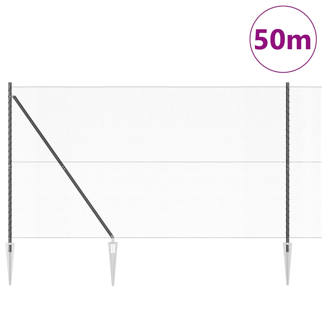 Afrasteringspaal Grijs 50 x 1,6 m (13 mm gaas) Staal en PVC is nu te koop bij PeponiXL, paradijselijk wonen!