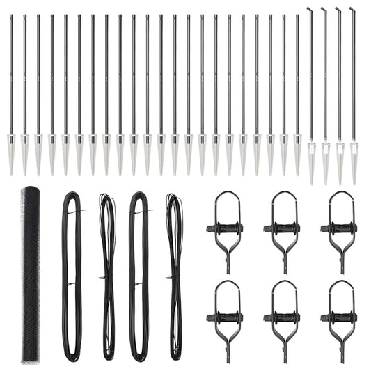 Afrasteringspaal Grijs 50 x 1,6 m (25 mm gaas) Staal en PVC is nu te koop bij PeponiXL, paradijselijk wonen!