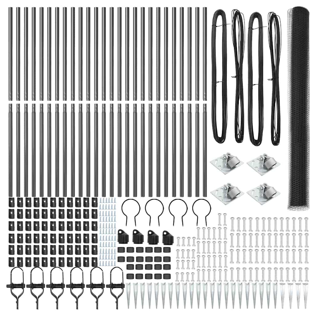Afrasteringspaal Grijs 50 x 1,6 m (25 mm gaas) Staal en PVC is nu te koop bij PeponiXL, paradijselijk wonen!