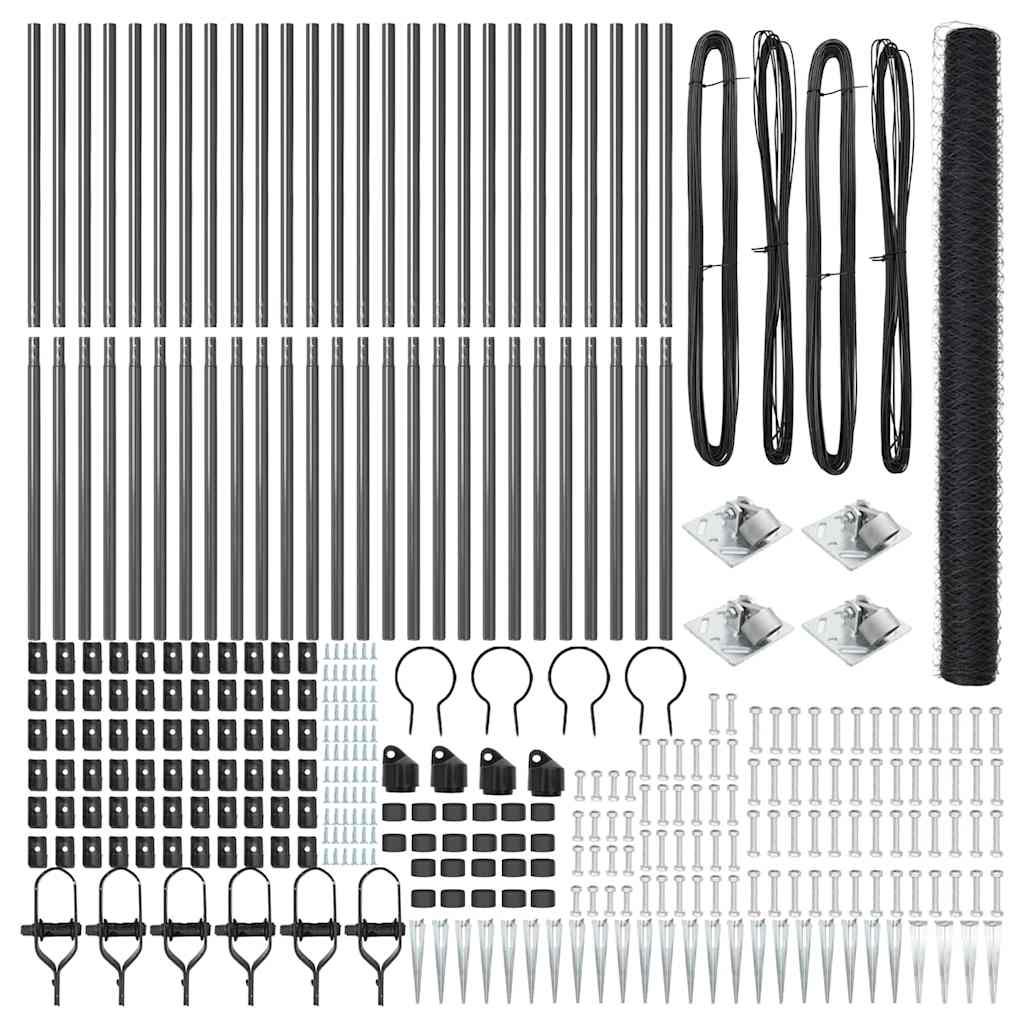 Afrasteringspaal Grijs 50 x 1,6 m (36 mm gaas) Staal en PVC is nu te koop bij PeponiXL, paradijselijk wonen!