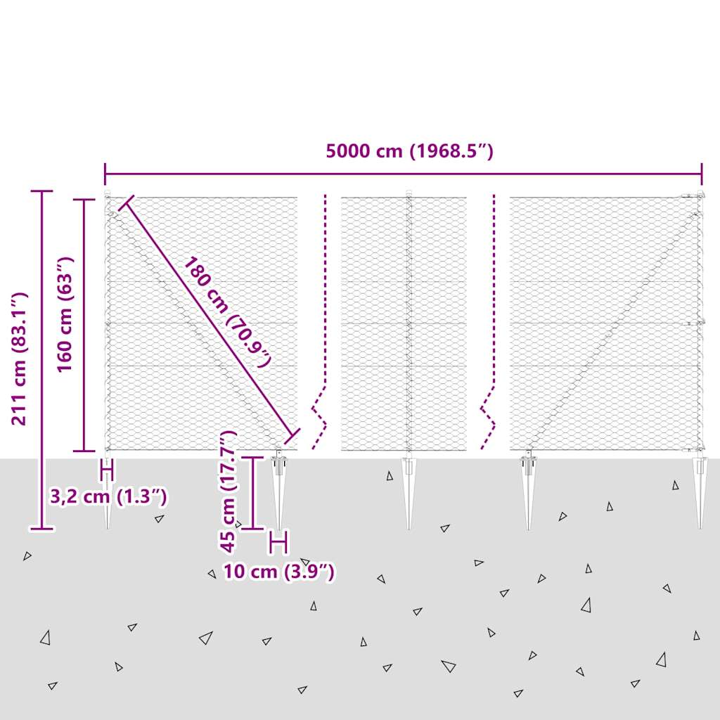 Afrasteringspaal Grijs 50 x 1,6 m (36 mm gaas) Staal en PVC is nu te koop bij PeponiXL, paradijselijk wonen!