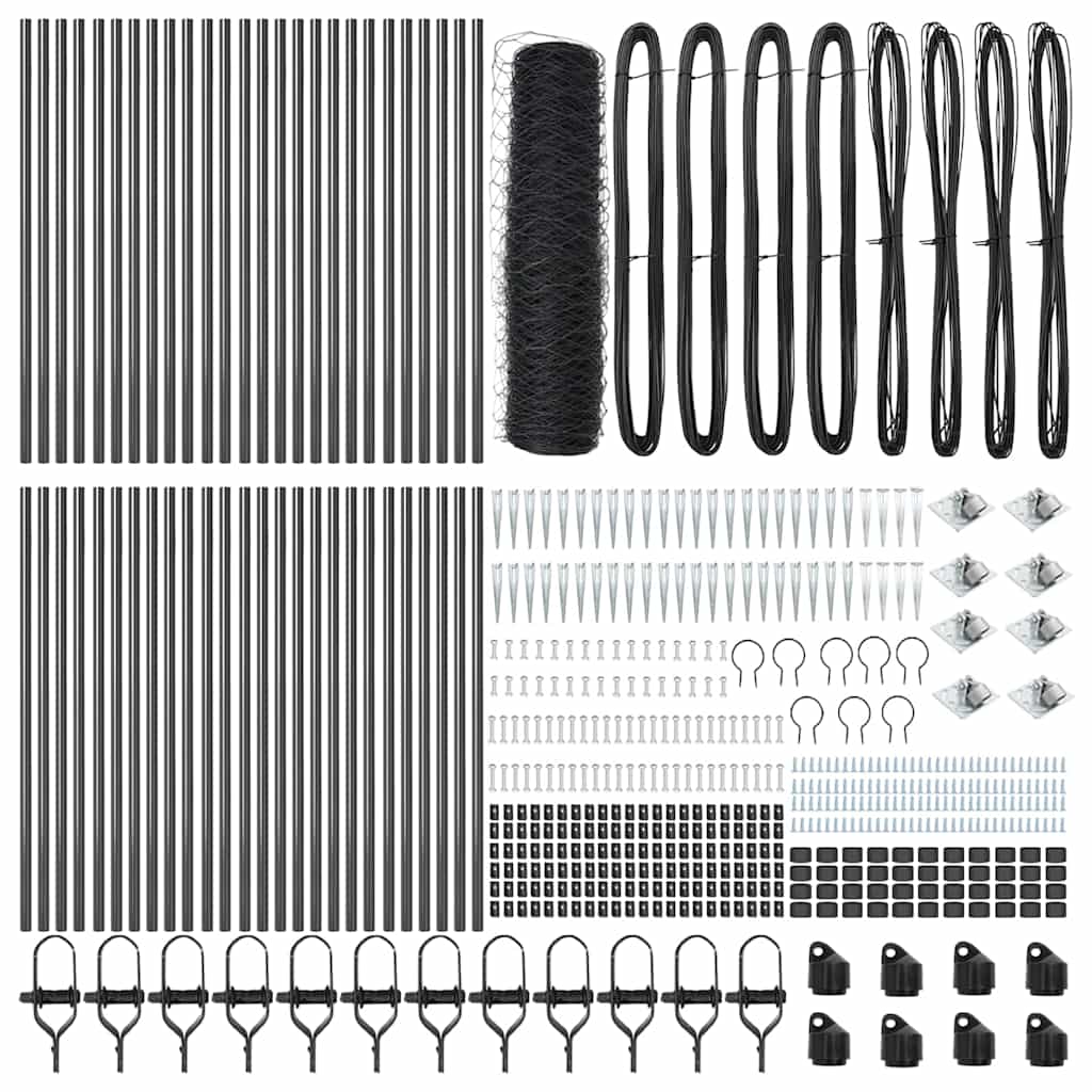 Afrasteringspaal Grijs 100 x 0,4 m (36 mm gaas) Staal en PVC is nu te koop bij PeponiXL, paradijselijk wonen!