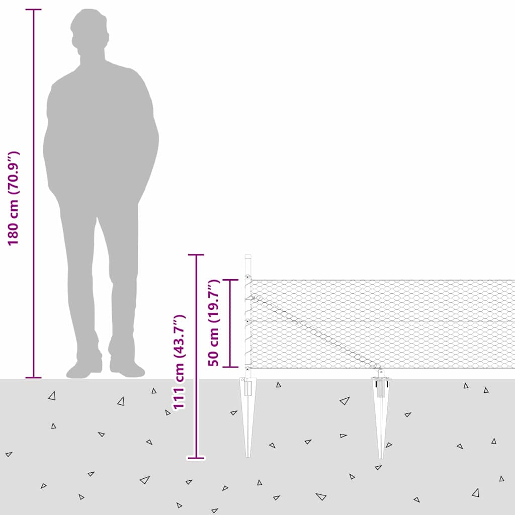 Afrasteringspaal Grijs 100 x 0,5 m (25 mm gaas) Staal en PVC is nu te koop bij PeponiXL, paradijselijk wonen!