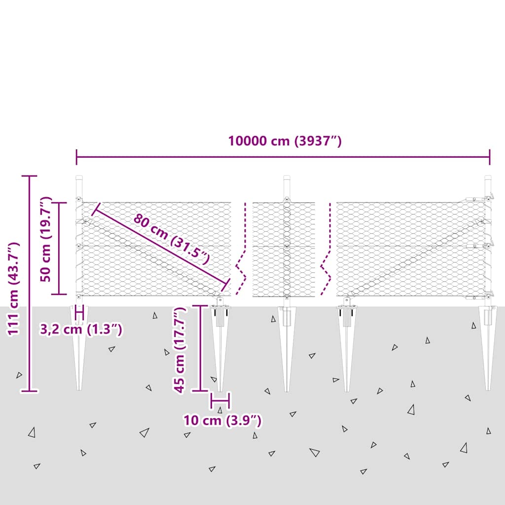 Afrasteringspaal Grijs 100 x 0,5 m (25 mm gaas) Staal en PVC is nu te koop bij PeponiXL, paradijselijk wonen!