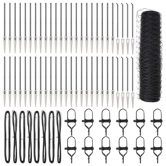 Afrasteringspaal Grijs 100 x 0,5 m (50 mm gaas) Staal en PVC is nu te koop bij PeponiXL, paradijselijk wonen!