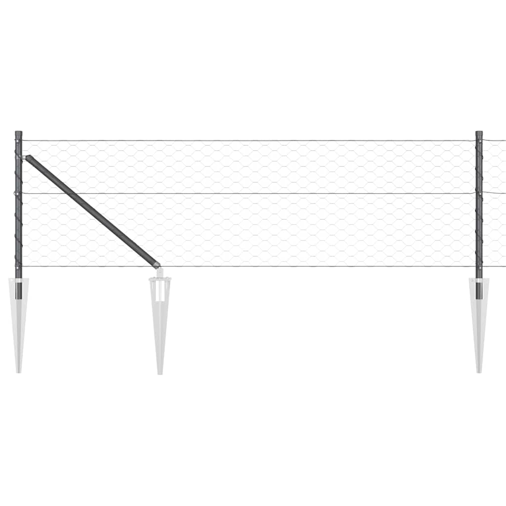 Afrasteringspaal Grijs 100 x 0,6 m (50 mm gaas) Staal en PVC is nu te koop bij PeponiXL, paradijselijk wonen!