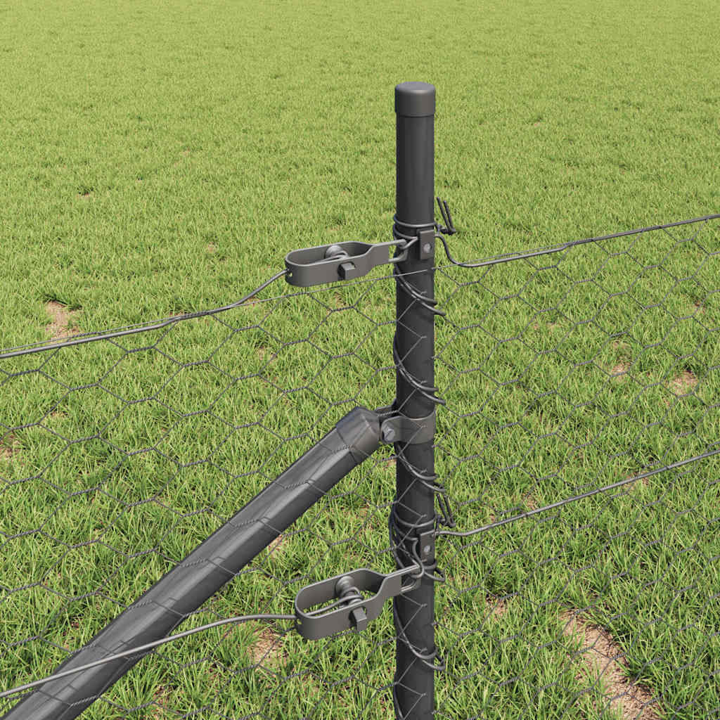 Afrasteringspaal Grijs 100 x 0,8 m (36 mm gaas) Staal en PVC is nu te koop bij PeponiXL, paradijselijk wonen!