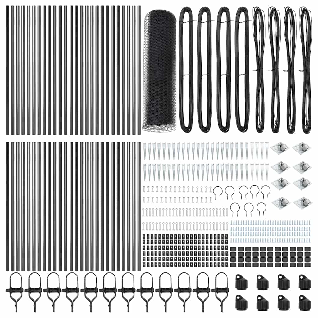 Afrasteringspaal Grijs 100 x 1 m (13 mm gaas) Staal en PVC is nu te koop bij PeponiXL, paradijselijk wonen!