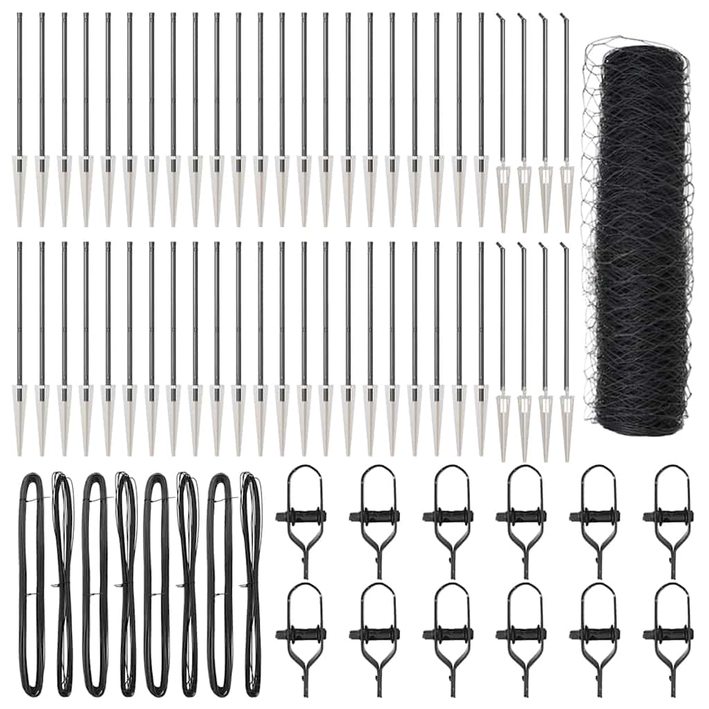 Afrasteringspaal Grijs 100 x 1 m (50 mm gaas) Staal en PVC is nu te koop bij PeponiXL, paradijselijk wonen!