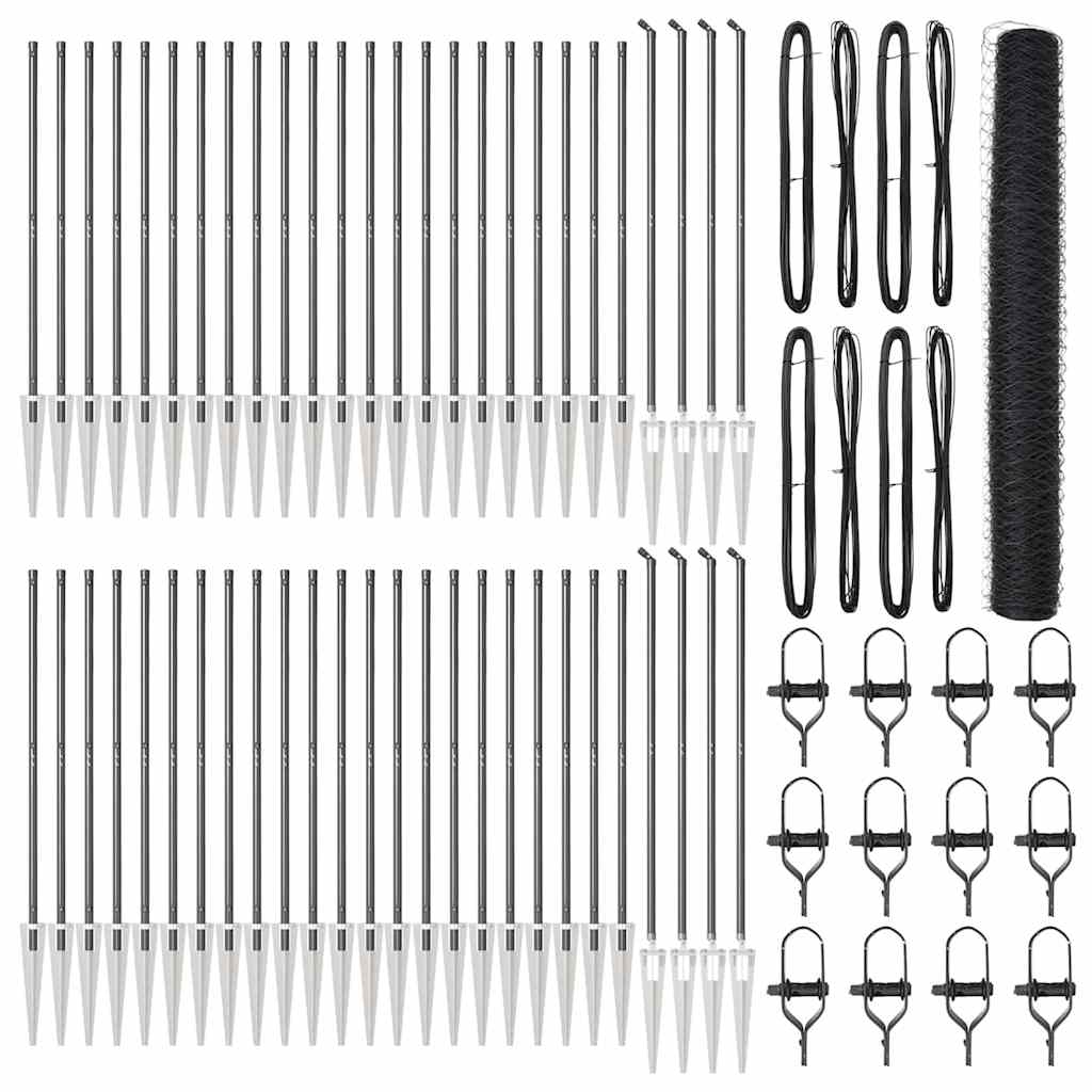 Afrasteringspaal Grijs 100 x 1,2 m (36 mm gaas) Staal en PVC is nu te koop bij PeponiXL, paradijselijk wonen!