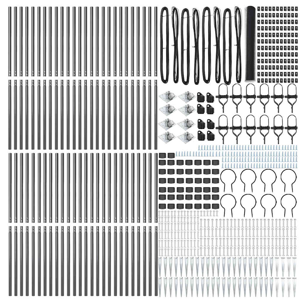 Afrasteringspaal Grijs 100 x 1,4 m (25 mm gaas) Staal en PVC is nu te koop bij PeponiXL, paradijselijk wonen!