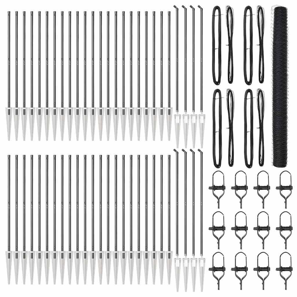 Afrasteringspaal Grijs 100 x 1,5 m (36 mm gaas) Staal en PVC is nu te koop bij PeponiXL, paradijselijk wonen!