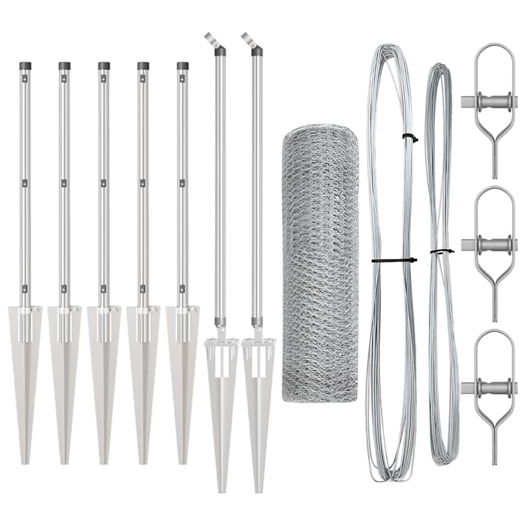 Afrasteringspaal Zilver 10 x 0,4 m (13 mm gaas) Staal is nu te koop bij PeponiXL, paradijselijk wonen!