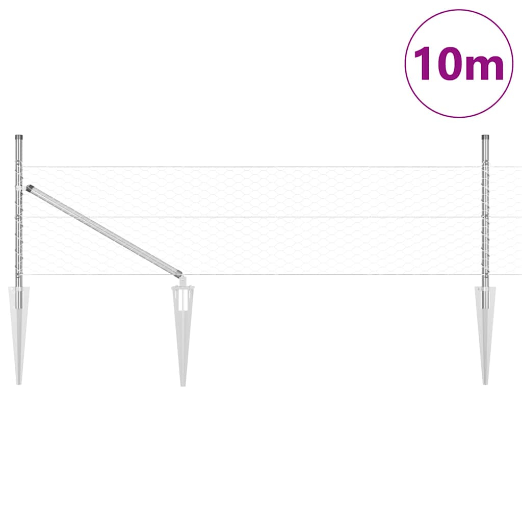 Afrasteringspaal Zilver 10 x 0,4 m (36 mm gaas) Staal is nu te koop bij PeponiXL, paradijselijk wonen!