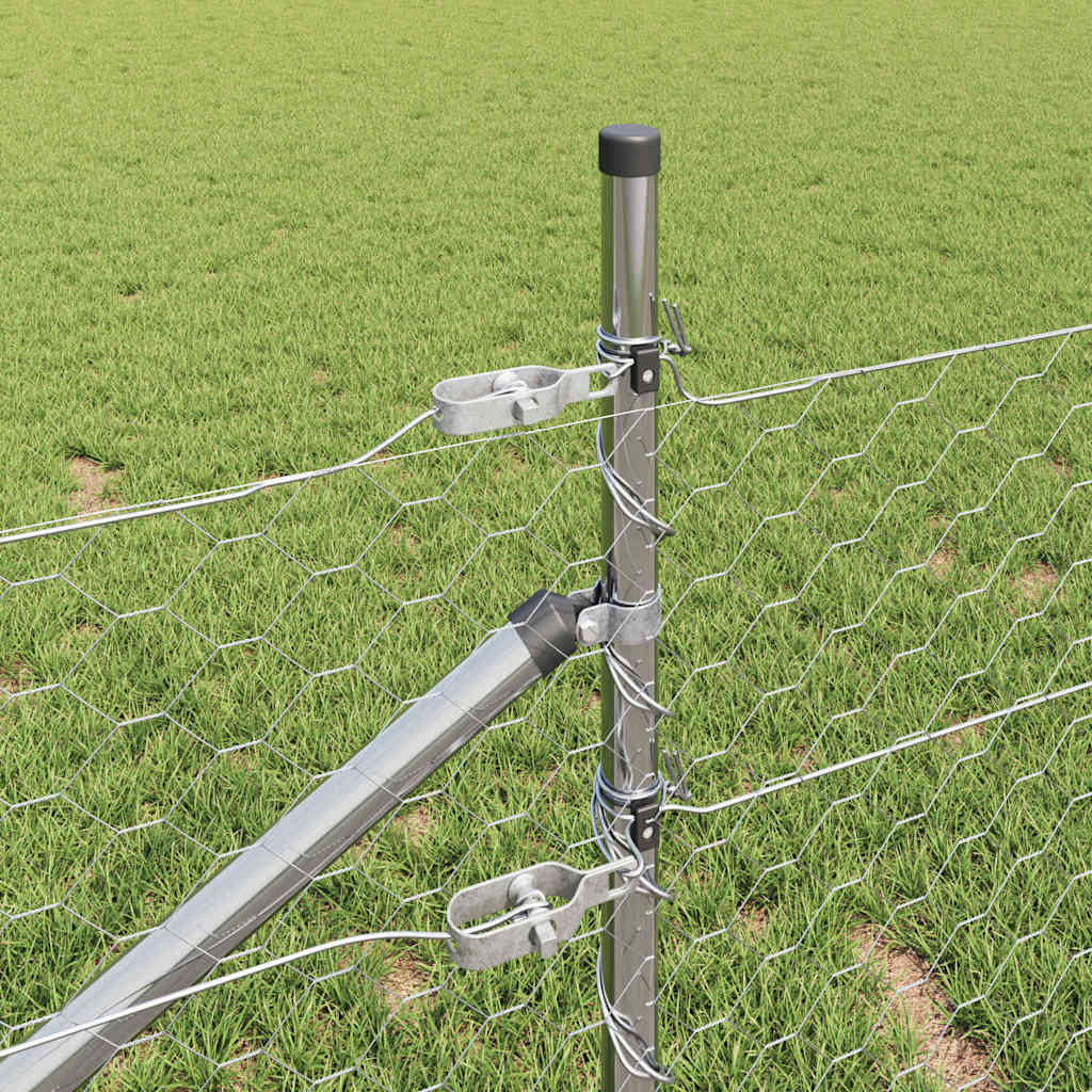 Afrasteringspaal Zilver 10 x 0,5 m (50 mm gaas) Staal is nu te koop bij PeponiXL, paradijselijk wonen!