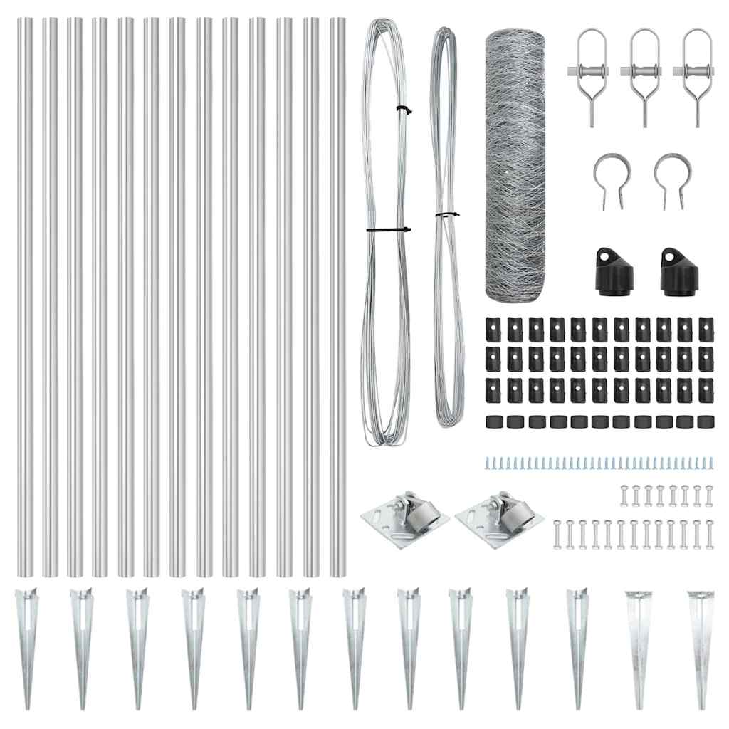 Afrasteringspaal Zilver 10 x 0,5 m (50 mm gaas) Staal is nu te koop bij PeponiXL, paradijselijk wonen!