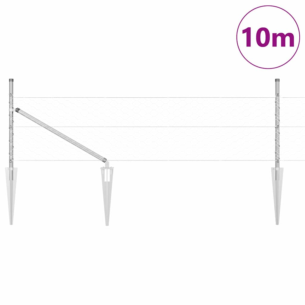 Afrasteringspaal Zilver 10 x 0,5 m (50 mm gaas) Staal is nu te koop bij PeponiXL, paradijselijk wonen!