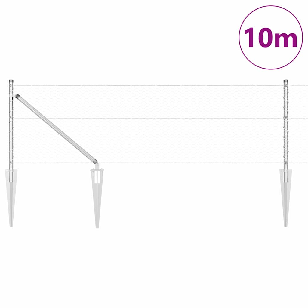 Afrasteringspaal Zilver 10 x 0,6 m (25 mm gaas) Staal is nu te koop bij PeponiXL, paradijselijk wonen!