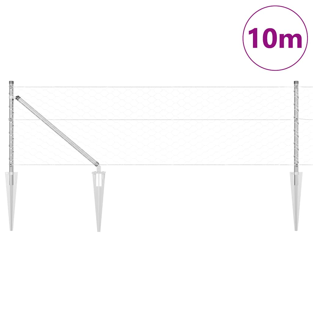 Afrasteringspaal Zilver 10 x 0,6 m (50 mm gaas) Staal is nu te koop bij PeponiXL, paradijselijk wonen!