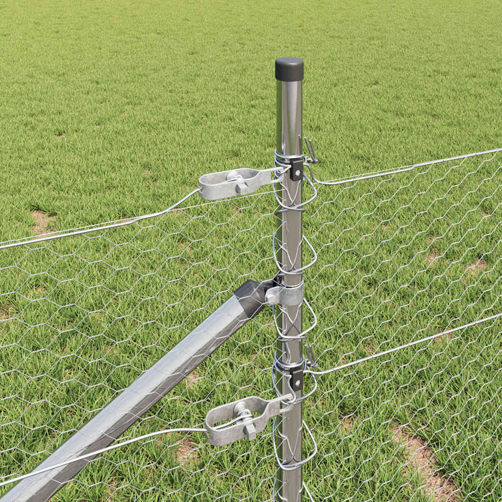 Afrasteringspaal Zilver 10 x 0,8 m (25 mm gaas) Staal is nu te koop bij PeponiXL, paradijselijk wonen!