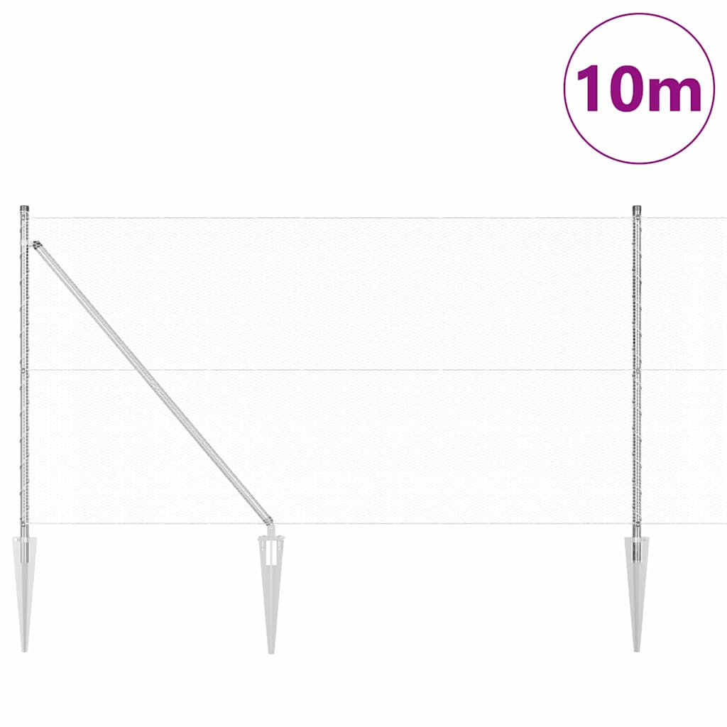 Afrasteringspaal Zilver 10 x 1 m (13 mm gaas) Staal is nu te koop bij PeponiXL, paradijselijk wonen!