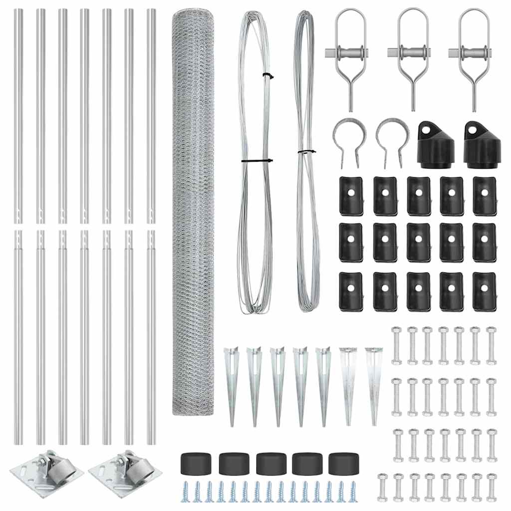 Afrasteringspaal Zilver 10 x 1,5 m (25 mm gaas) Staal is nu te koop bij PeponiXL, paradijselijk wonen!
