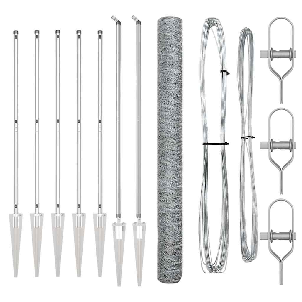 Afrasteringspaal Zilver 10 x 1,5 m (50 mm gaas) Staal is nu te koop bij PeponiXL, paradijselijk wonen!