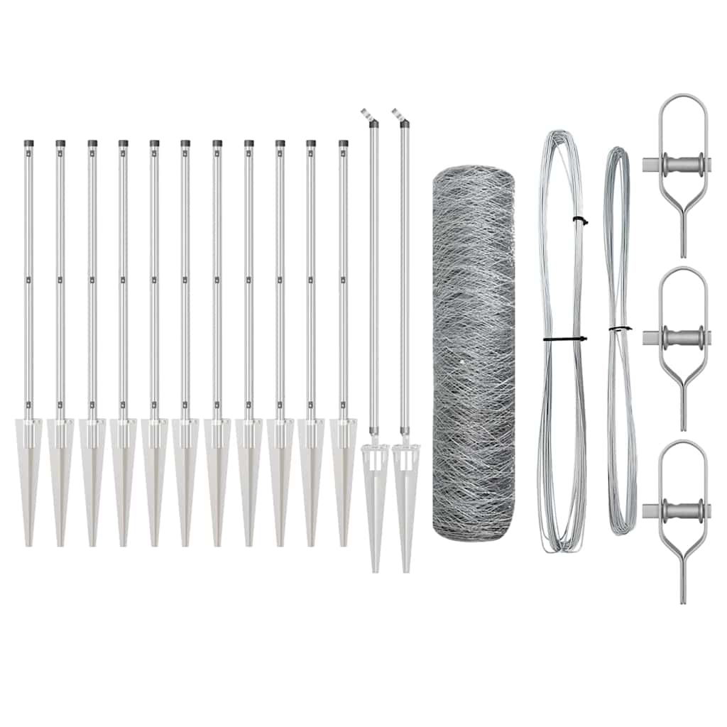 Afrasteringspaal Zilver 25 x 0,6 m (50 mm gaas) Staal is nu te koop bij PeponiXL, paradijselijk wonen!