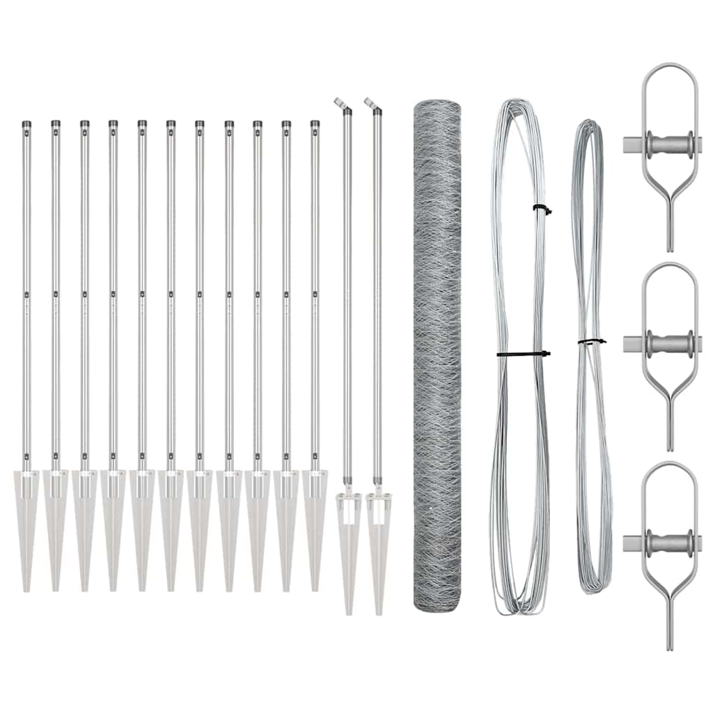 Afrasteringspaal Zilver 25 x 1,5 m (50 mm gaas) Staal is nu te koop bij PeponiXL, paradijselijk wonen!