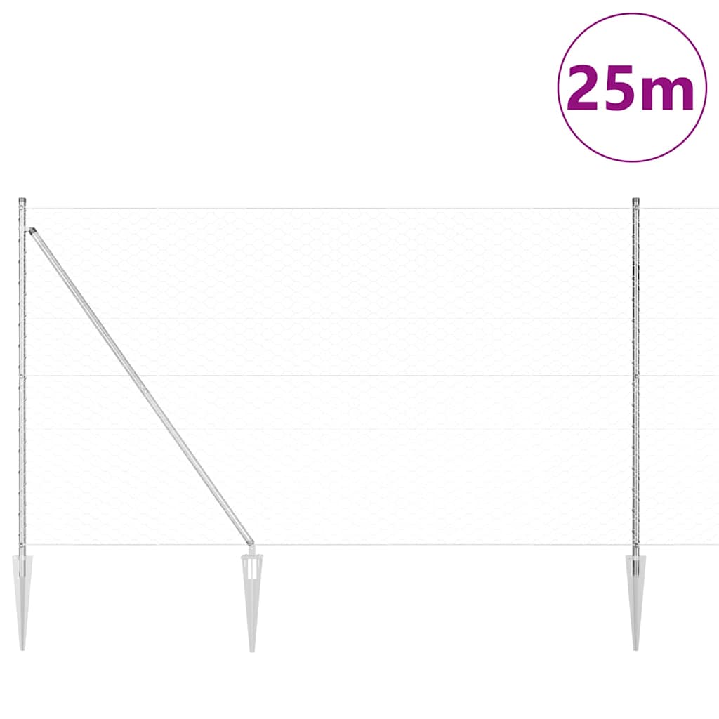 Afrasteringspaal Zilver 25 x 1,5 m (50 mm gaas) Staal is nu te koop bij PeponiXL, paradijselijk wonen!